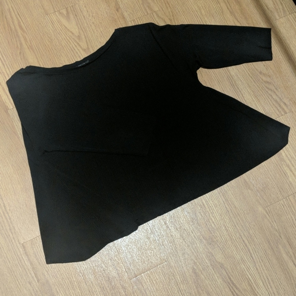 3/4 Sleeve Draping Black Blouse